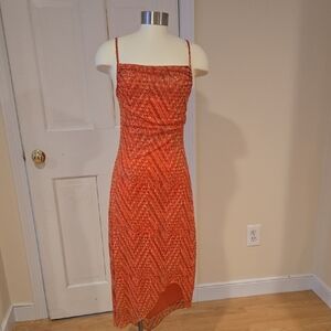 My Michelle Vibrant Orange Midi Dress